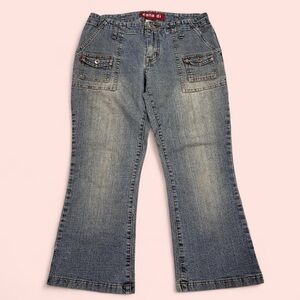 Y2K Zana Di low rise bootcut cargo pocket crop jeans